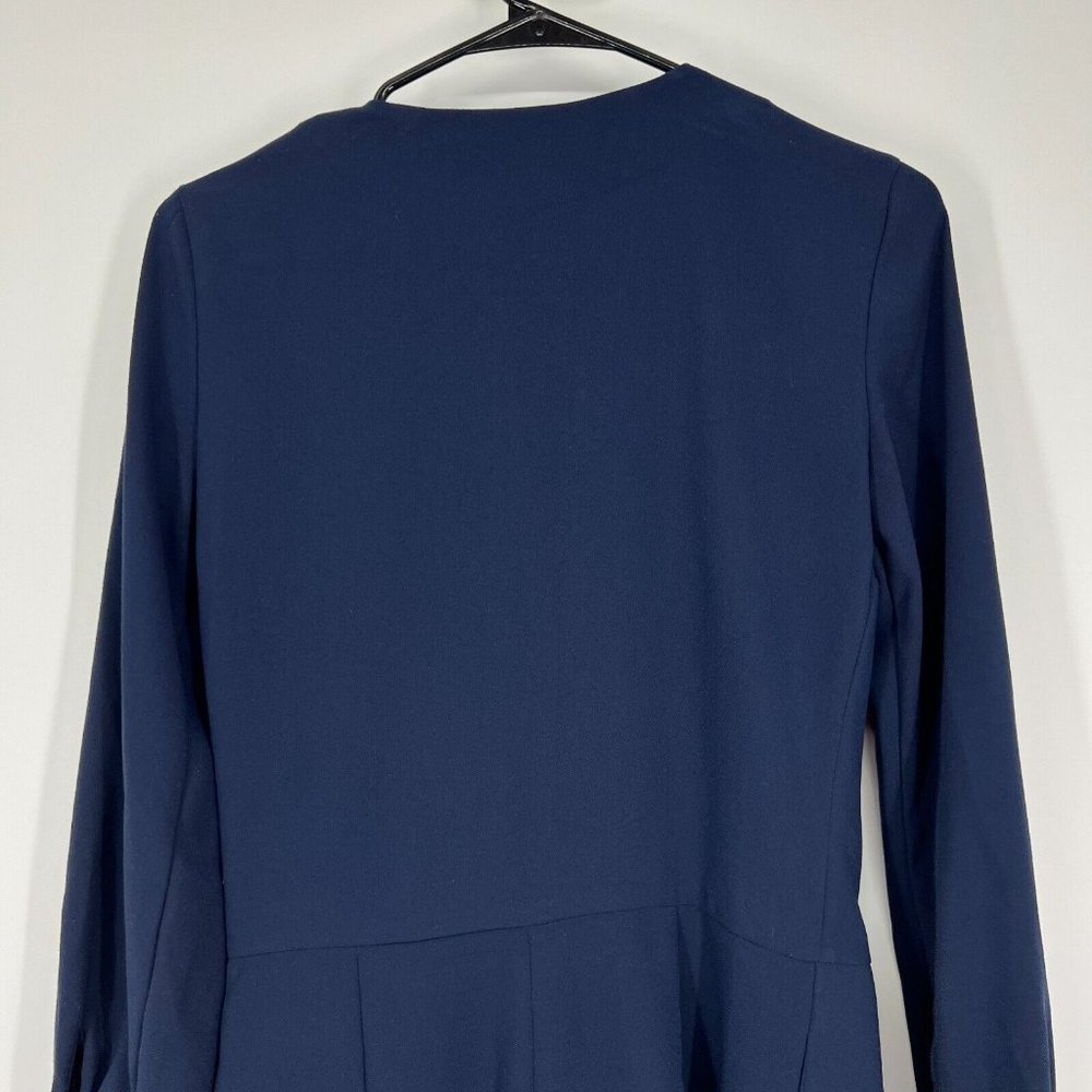 Zara Romper Blue Long Sleeve Button Down Front Pockets - Picture 9 of 12
